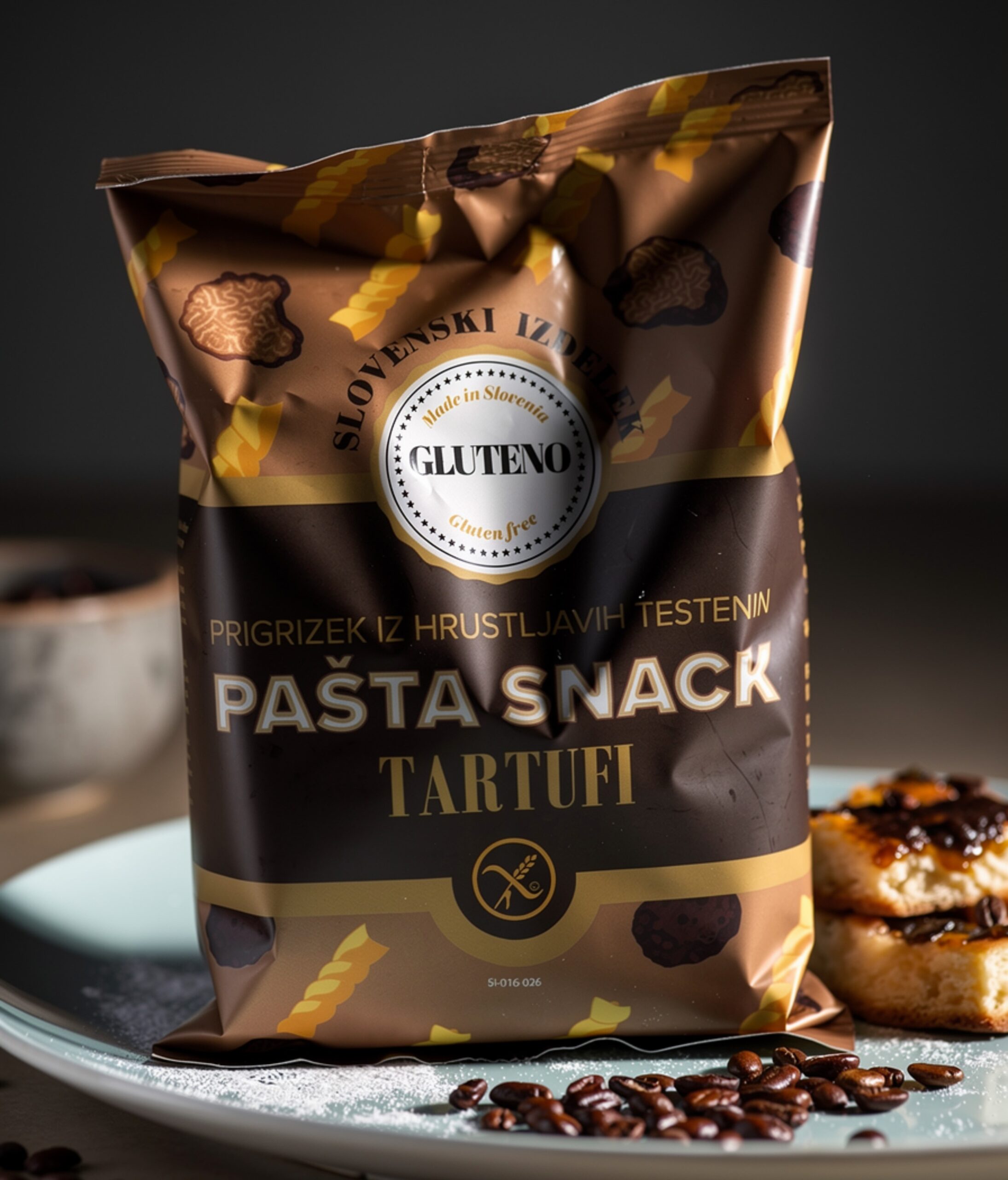 Brezglutenski prigrizek Pašta snack tartufi 90g