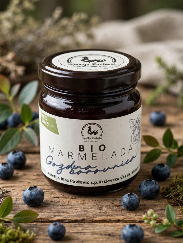 EKO marmelada gozdna borovnica 212 ml