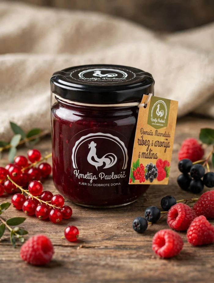 Marmelada mix 212 ml (aronija, rdeči ribez in malina)