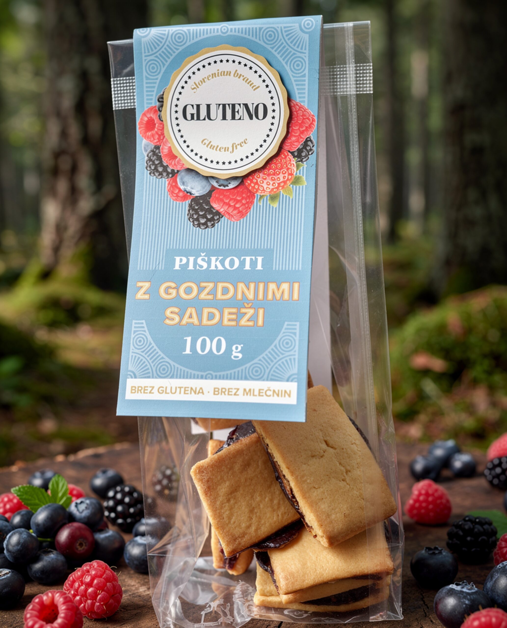 Brezglutenski piškoti z gozdnimi sadeži 100g
